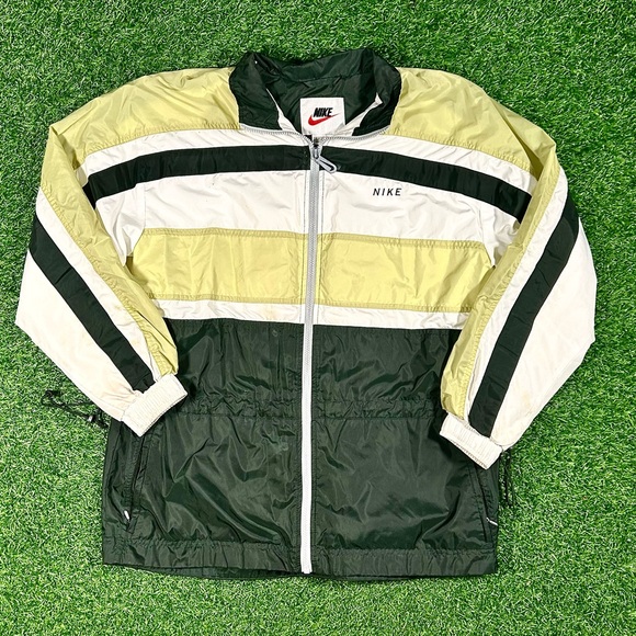 Vintage 90’s green and white striped windbreaker - Picture 1 of 6